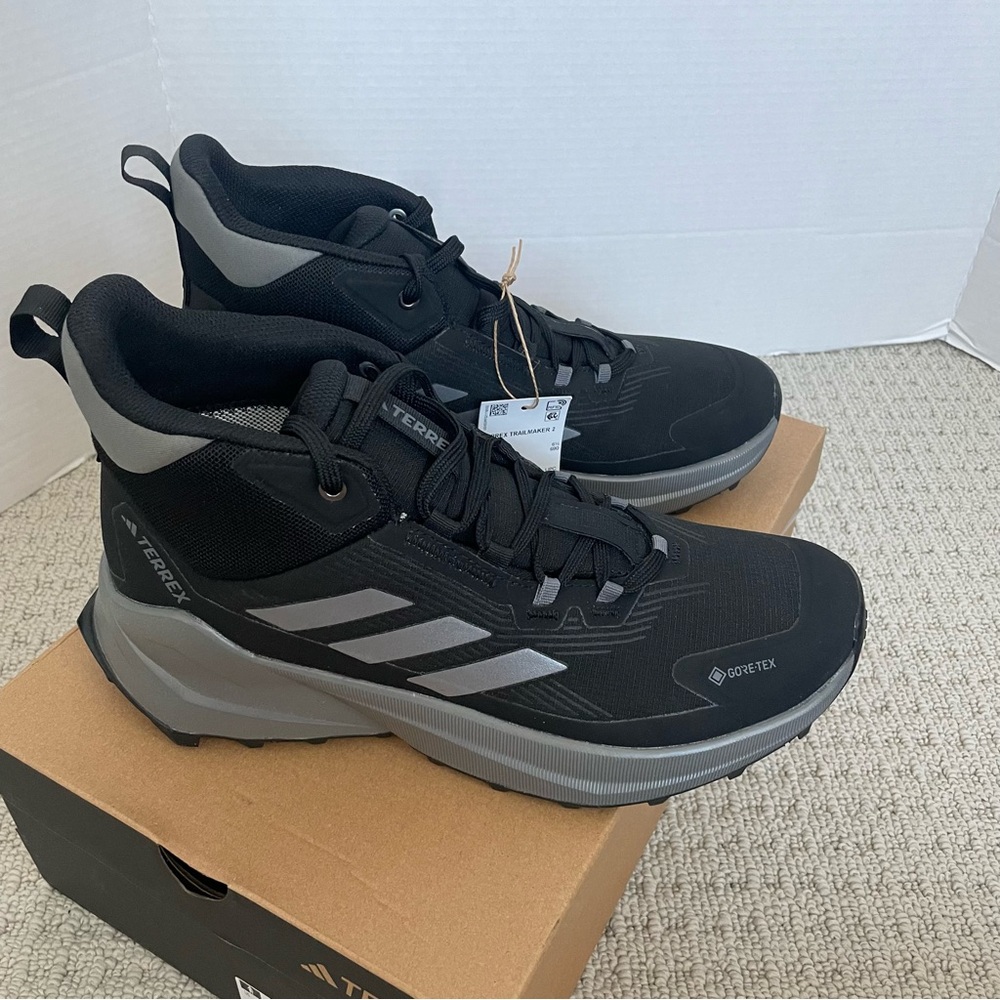 adidas Terrex Trail Mid Hiking Shoes in Black and Gray - Picture 11 of 14